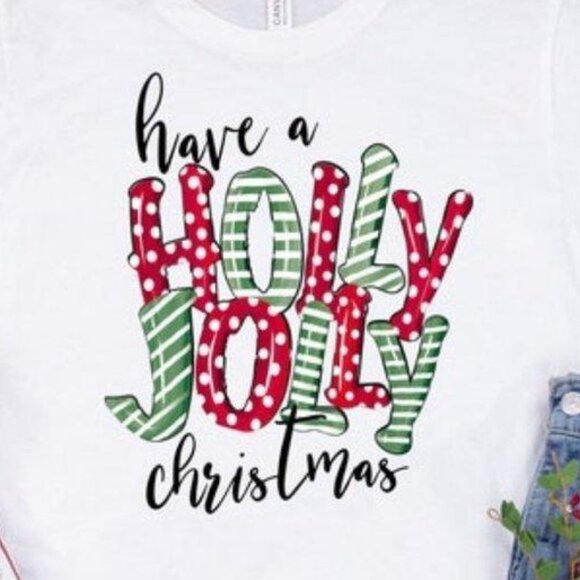 Have A Holly Jolly Christmas Retro Holiday Cozy Unisex Graphic T-Shirt 90 - Picture 2 of 5